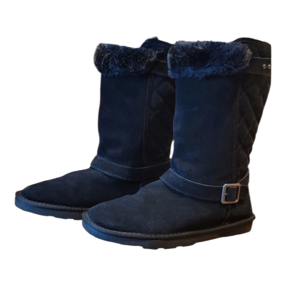 Sonoma quilted black suede mid-calf faux fur lined fuzzy boots